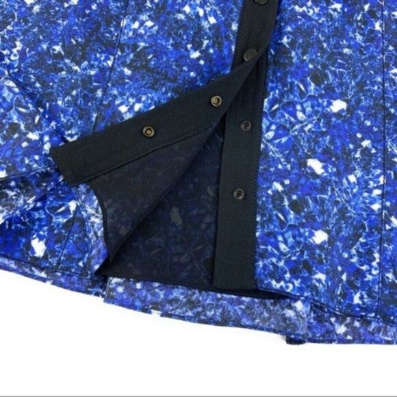 Proenza Schouler Silk Snap Front Sleeveless Blouse Blue and Black - Picture 5 of 7